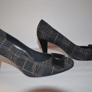 Stuart Weitzman Buckleup Tattersall Flannel Pump, Size 9 Medium